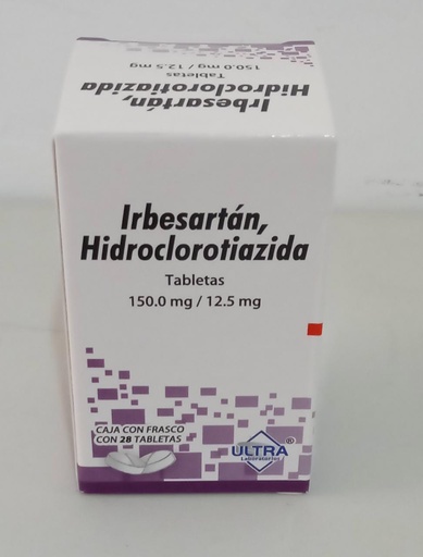 [7502216803138] IRBESARTÁN/HIDROCLOROTIAZIDA (Ultra) c/28 TABS. 150/12.5 MG. Irbesartán+Hidroclorotiazida 150/12.5mg. NA