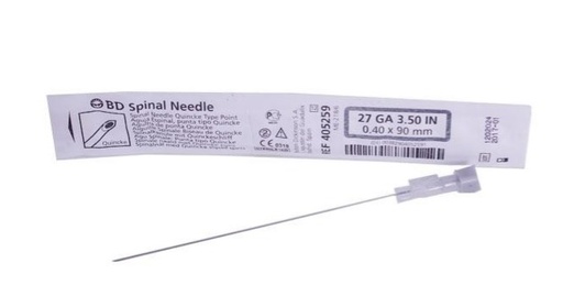 [BD405259] AGUJA ESPINAL PUNTA QUINCKE DESECHABLE 27G X 3 1/2 BD