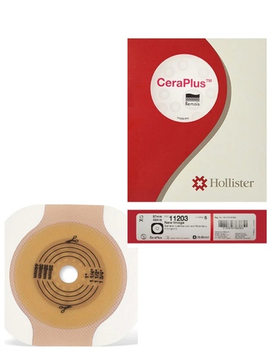 [HOLL11203/18113] BARRERA DE COLOSTOMIA PLANA, RECORTABLE 44MM, ARO 57MM CERAPLUS. CAJA CON 5 HOLLISTER