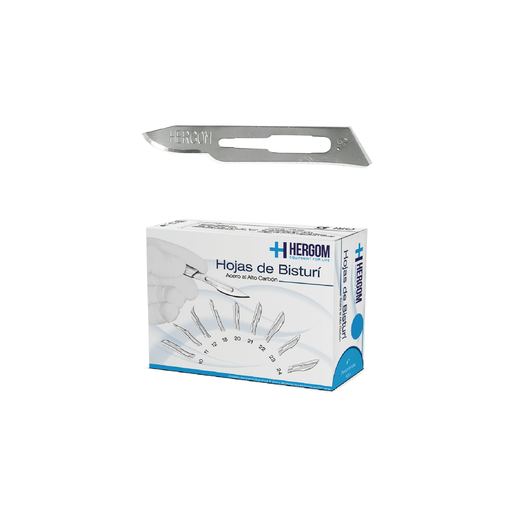 [HERH15] HOJA PARA BISTURI ACERO AL CARBON NO.15 CAJA 100 HERGOM
