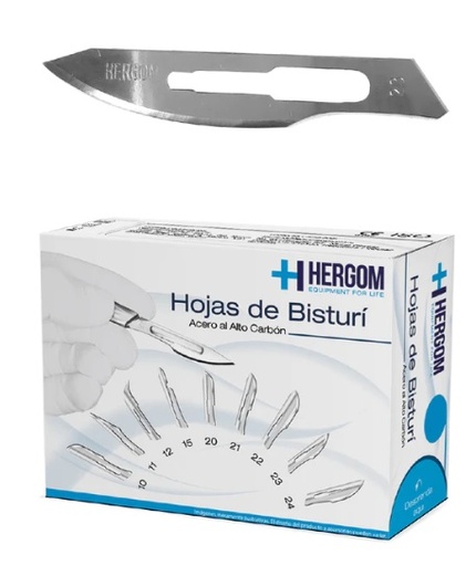 [HERH23] HOJA PARA BISTURI ACERO AL CARBON NO.23 CAJA CON 100 HERGOM