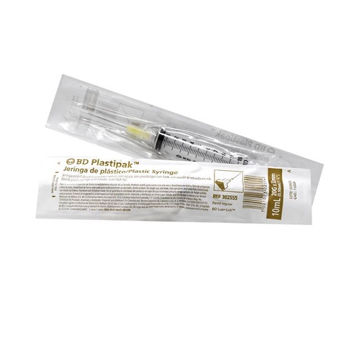 [BD 302555] JERINGA AMARILLA HIPOALERGENICA DESECHABLE 10ML 20 X 32 CAJA CON 100 BD