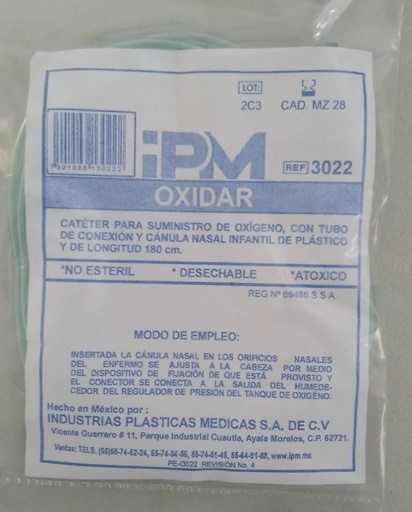 [7501566130222] SONDA NASAL P/OXIGENO PEDIATRICA