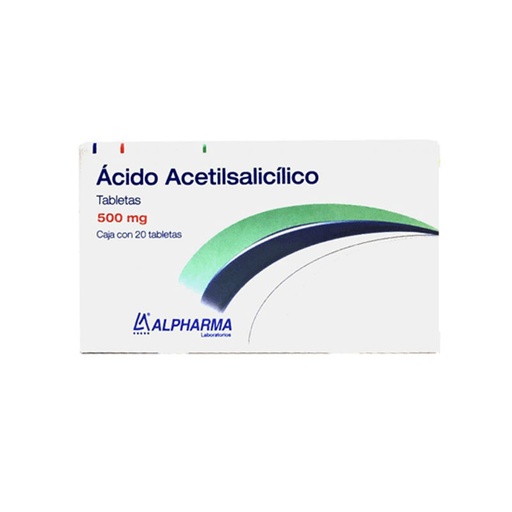 [7503004908684] Ácido acetilsalicílico Tableta Cada tableta contiene: Acido acetilsalicílico 500 mg Envase con 20 tabletas.
