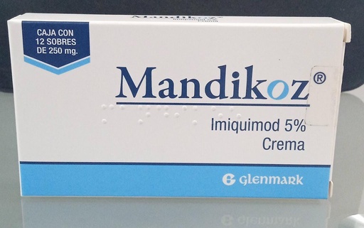 [8904091187324] Mandikoz Imiquimod Crema al 5% Cada sobre contiene: Imiquimod 12.5 mg Envase con 12 sobres que contienen 250 mg de Crema. GLENMARK