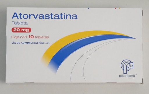 [7501384548520] ATORVASTATINA (Psicofarma) c/10 TABS. 20 MG. Atorvastatina 20mg. NA