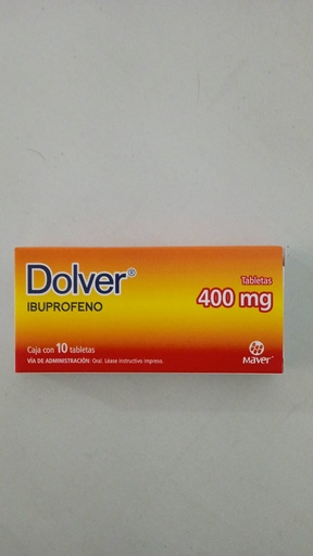 [7503000422320] DOLVER c/10 TABS. 400 MG. Ibuprofeno 400mg. (Tabs. Orales). NA