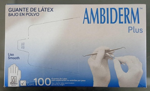 [7502224240222] AMBIDERM Plus GUANTE LTX EXPLORACIÓN BLANCO No Estéril MED. c/100 Pzs. Guantes de Látex para exploración/examen No estéril  (MEDIANO) NA