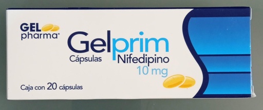 [7502227425039] GELPRIM c/20 CAPS. 10 MG. Nifedipino 10mg. NA
