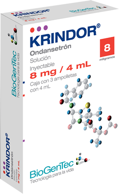 [7501384501303] Neolkrindor Ondansetrón Solución Inyectable Cada ampolleta o frasco ampula contiene: Clorhidrato dihidratado de ondansetrón equivalente a 8 mg de ondansetrón Envase con 3 ampolletas o frascos ámpula con 4 ml.