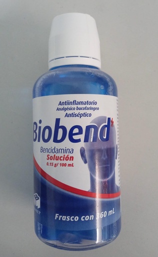 [7501573906469] Biobend Sol. Bucofaríngea Fco. 360 ML. 0.15 G/100 ML. Bencidamina Solución Enjuague BIOMEP