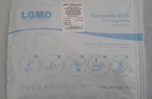 [010060101] Electrodo de broche para monitoreo continuo desechable con pasta conductiva Para adulto. paq. 50 LGMD