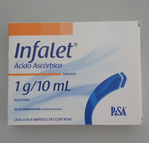 [7501125127373] INFALET Sol. Iny. c/6 AMPTAS. 1 G/10 ML. Ácido Ascórbico 1g. (Sol. inyectable) NA