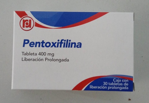 [7501563380491] Pentoxifilina Tableta o Gragea de Liberación Prolongada Cada Tableta o Gragea contiene: Pentoxifilina 400 mg Envase con 30 Tabletas o Grageas. RANDALL