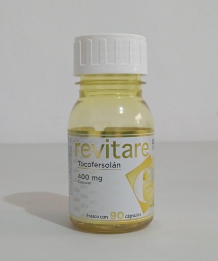 [7502227421666] Revitare Fco. c/90 Caps. 400 MG. Tocofersolán Vitamina E 400mg.