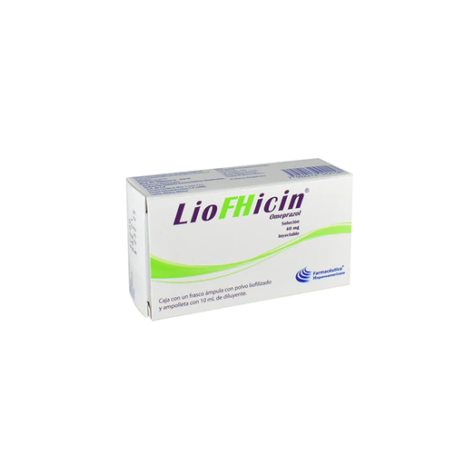 [7502213042158] LIOFHICIN Sol. Iny. c/1 FCO. AMP. 40 MG/10 ML. Omeprazol 40mg. (Sol. Inyectable). NA