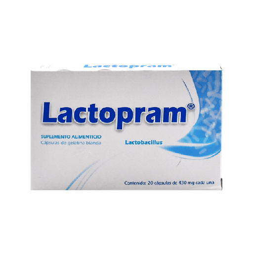 [7503008344488] LACTOPRAM c/20 CAPS. 430 MG.                Probióticos (Lactobacilos Adulto). NA