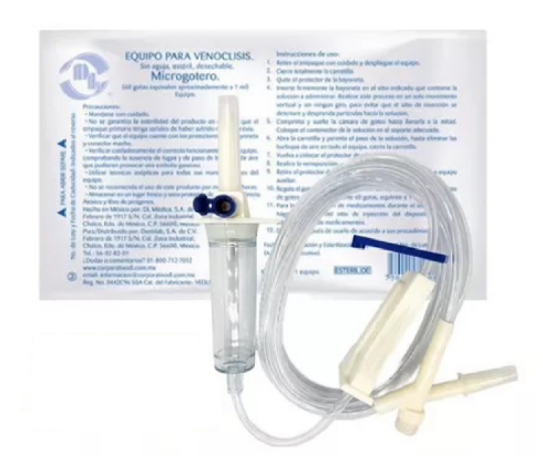 [7501128108102] DL Equipo para Venoclisis Microgotero (60 Gotas/ml.) estéril y desechable sin aguja.