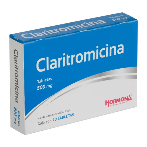 [7501385495380] CLARITROMICINA (Hormona) c/10 TABS. 500 MG. Claritromicina 500mg. (Tabs. Orales). NA