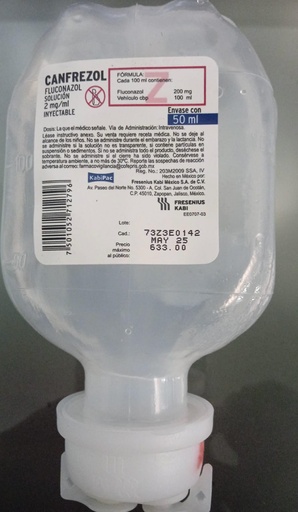 [7501052712796] CANFREZOL Sol. Iny. ENVASE c/50 ML. 2 MG/1 ML. Fluconazol (Sol. Inyectable). NA