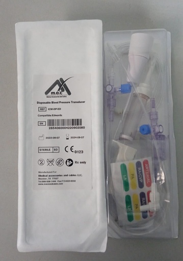 [2854060004220] Lineas Arteriales tipo Edwards Truwave TM 3 3 CC/60 IN 150cm para monitores de terapia intensiva general electric Ref: ICM-DP-ED EDWARDS