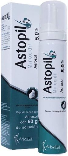 [7501258210270] Astopil Solución Tópica 5.0% Aerosol Fco. 60 ML. Cada 100 mL contienen: Minoxidil 5g. ADVAITA