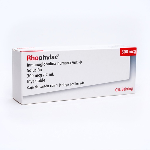 [7506404300003] Rhophylac Inmunoglobulina Anti-D Solución Inyectable Cada frasco ámpula o jeringa prellenada contiene: Inmunoglobulina Anti D 0.300 mg Envase con un frasco ámpula con o sin diluyente o una jeringa o una ampolleta. CSL BEHRING