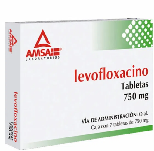 [7501349021433] LEVOFLOXACINO (Amsa) c/7 TABS. 750 MG. Levofloxacino 750mg. (Tabs. Orales). NA