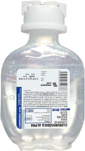 [7501052712376] CLORUROSÓDICA ALPHA Sol. Iny. 0.9% Fco.  100 ML. Cloruro de Sodio (Sol. Inyectable) Macrosolución. NA