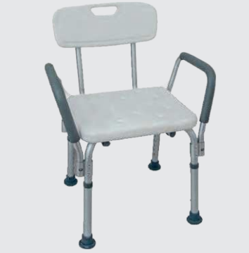 [ED500101] Silla ducha con descansabrazos Aluminio pulido con descansabrazo respaldo y asiento
de plástico ajuste de altura EKO MOBILITY