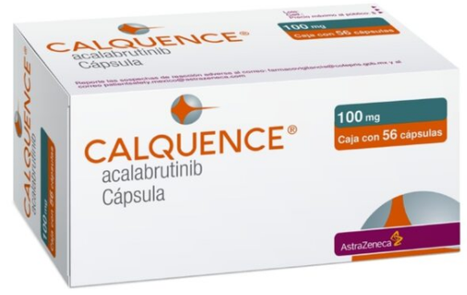 [5000456055178] Cálquense Acalabrutinib Capsula Cada cápsula contiene: Acalabrutinib 100 mg. Caja con 56 cápsulas. AZTRA ZENECA