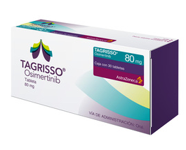 [5000456055116] Tagrisso Osimertinib Tableta Cada tableta contiene: Mesilato de Osimertinib equivalente a 80 mg de osimertinib Envase con 30 tabletas AZTRAZENECA