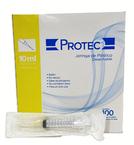 [7501048660978] Jeringa Desechable Protec 10 Ml 20 GX32 Mm 100 Piezas PROTEC