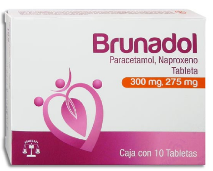 [7501537166311] BRUNADOL c/10 TABS. 300/275 MG. Naproxeno Sódico+Paracetamol (Tabs. Orales). NA