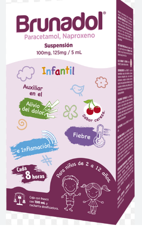 [7501537103354] PARACETAMOL/NAPROXENO SUSPENCION INFANTIL 100/125MG/5ML FRASCO 100ML (BRUNADOL) COLLINS