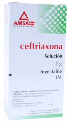 [7501349022461] CEFTRIAXONA (Amsa) I.M. Sol. Iny. c/1 FCO. AMP. 1 G/3.5 ML. Ceftriaxona 1g. (I.M.) NA