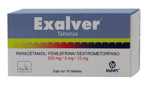 [7502009741753] PARACETAMOL/FENILEFRINA/DEXTROMETORFANO 500/5/15 MG C/10 TAB (EXALVER) COLLINS