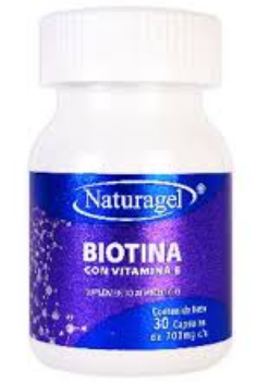 [7503019537626] Biotina con vitamina E c/30 CAPS. 700 MG.Biotina (Vtiamina B8) 0.3mg+Vitamina E (dl-alfa-tocoferol-acetato) 200mg+Germen de trigo 299.7mg.
 NATURAGEL
