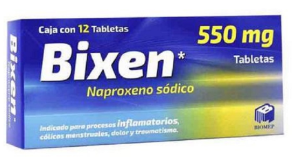 [7501573908104]  Bixen c/12 Tabs. Naproxeno Sódico 550mg. (Tabs. Orales). BIOMEP