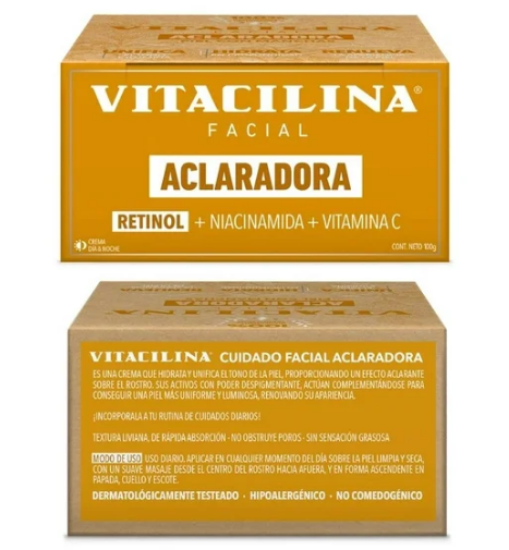 [7506376000260] VITACILINA CREMA FACIAL ACLARANTE Tarro c/100 G.  Crema cosmética despigmentante NA