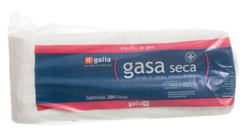 [7501565600313] Gasa seca cortada No Estéril 7.5x5, T20x12, 12C esponja con 200 piezas