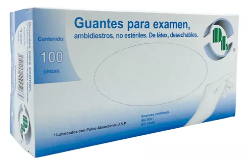 [7501128110266] GUANTE LÁTEX EXPLORACIÓN No Estéril (DL) GDE. c/100 Pzs. Guantes de Látex para exploración/examen No estéril (GRANDE) NA