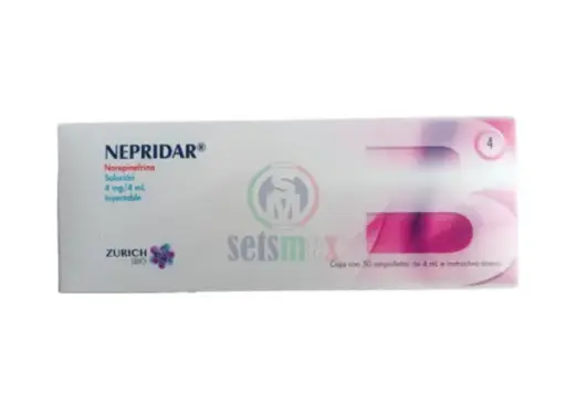 [7502251891503] NEPRIDAR NOREPINEFRINA. SOLUCIÓN INYECTABLE CADA AMPOLLETA CONTIENE: BITARTRATO DE NOREPINEFRINA EQUIVALENTE A 4 MG DE NOREPINEFRINA. ENVASE CON 50 AMPOLLETAS DE 4 ML. ZURICH