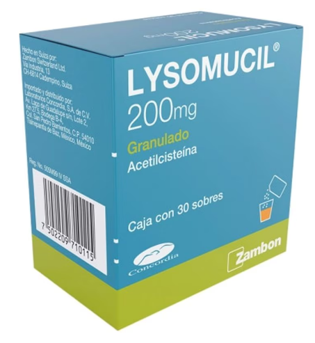 [7502209710115] Lysomucil acetilcisteína 200 Mg Polvo Efervescente 30 Sobres
