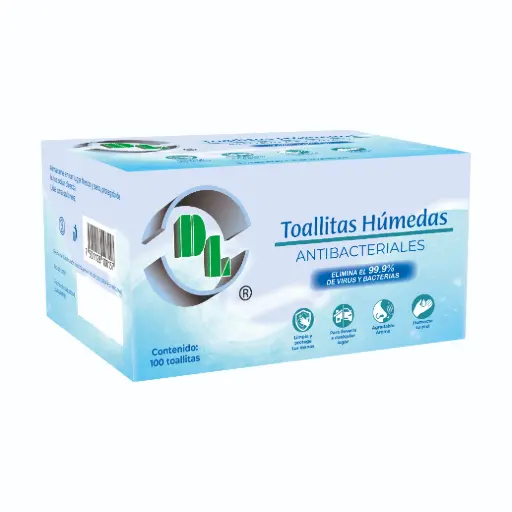 [7501128108157] TOALLITAS HUMEDAS ANTIBACTERIALES CON ALOE VERA CAPLE CON 100 PIEZAS