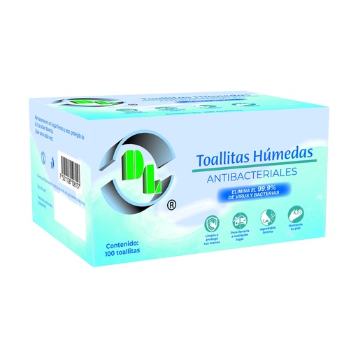 [7501128108157] TOALLITAS HUMEDAS ANTIBACTERIALES CON ALOE VERA CAPLE CON 100 PIEZAS