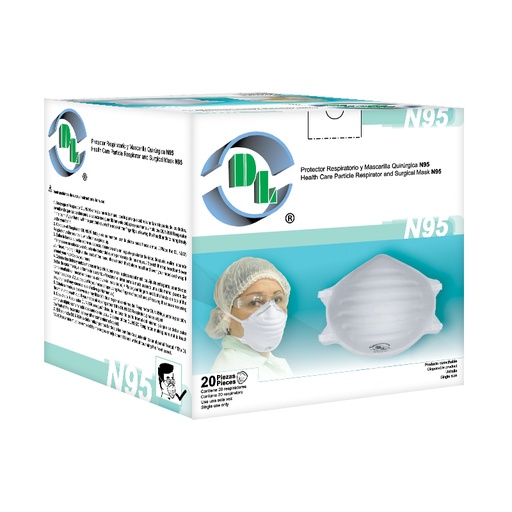[MASDLN95 C/20] MASCARILLA ǪUIRÚRGICA DL N95 BLANCA CAPLE CON 20 PIEZAS