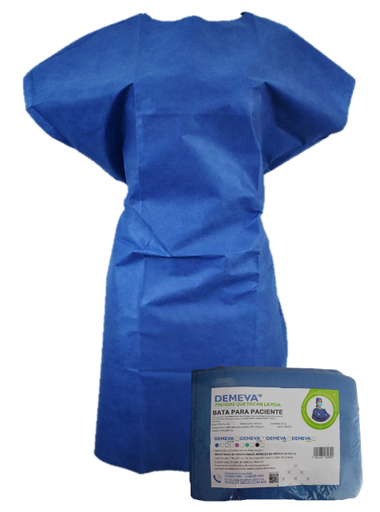 [75030487171112]  Bata para paciente sin mangas desechable de un solo uso unitalla azul 10 piezas PTM-SAP-215 DEMEVA