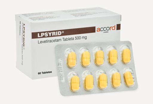 [7506335700620] Lpsyrid LEVETIRACETAM 500mg Envase con 60 tabletas. Seco, manejable hasta 25°C ACCORD