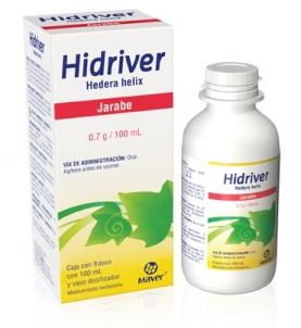 [7502009745102] Hiedriver jarabe Fco. 100 ML. contienen: Extracto seco de hoja de Hedera helix 0.7g. Cada 5 mL de jarabe equivalen a 35mg.
